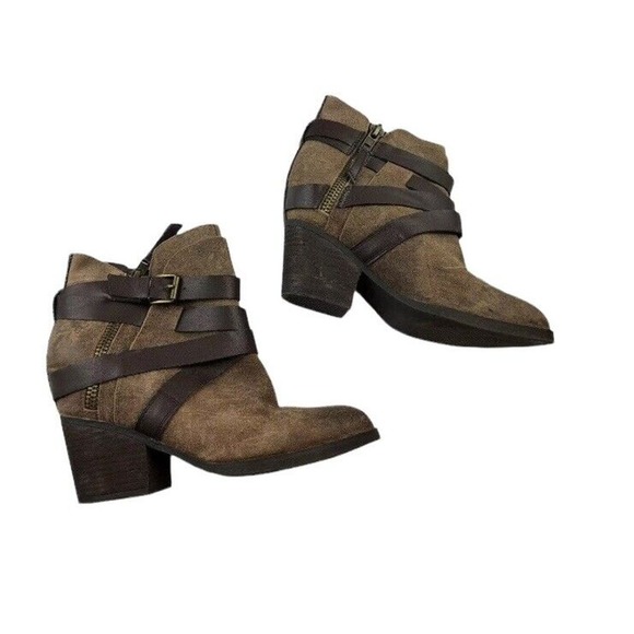 Steve Madden Paiva Brown Leather Western Wear Almond Toe Zip Boots Size 8.5 - Picture 1 of 9